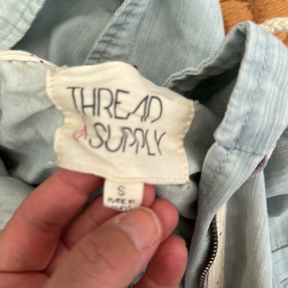 Thread & Supply Lightweight denim / chambray shorter style jacket. Hood - Picture 2 of 5